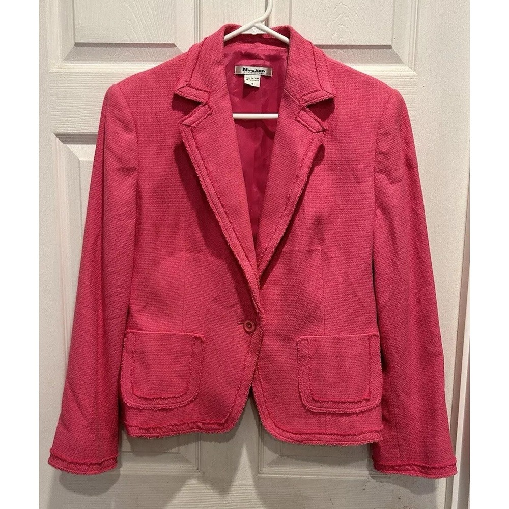 Nygard Collection Pink Silk Blend Blazer Jacket Sz 14 Classic Feminine Luxury